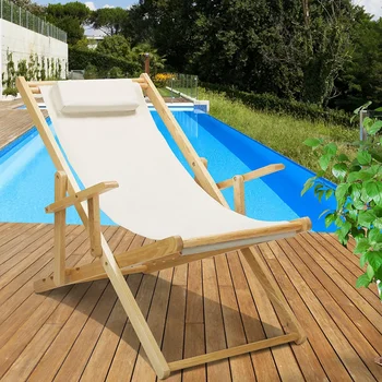 Sling Sandalye Doğal Çerçeve-Doğal / Buğday Tuval açık sandalye veranda mobilya