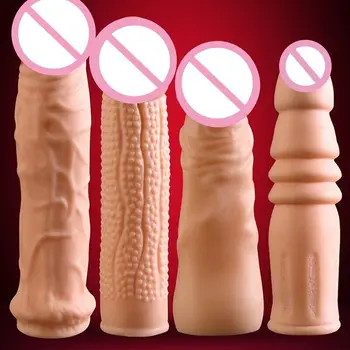 Son derece Elastik Penis Extender Kollu Kullanımlık Prezervatif Gecikme Penis Yetişkin Adam Büyütücüler Oyuncaklar