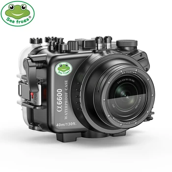 Sony A6600 Kamera Su Geçirmez Kutu 40 m/130ft Profesyonel Su Geçirmez Dalış Konut 90mm 10-18mm 16-35mm 16-50mm Lens Bağlantı Noktası