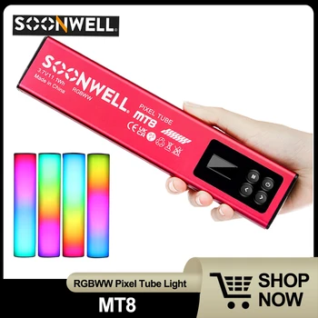 Soonwell MT8 RGBWW Piksel floresan lamba Sopa 8W 2600-6000k Mıknatıs Montaj BGM Müzik Ses Kontrolü Ortam ışığı