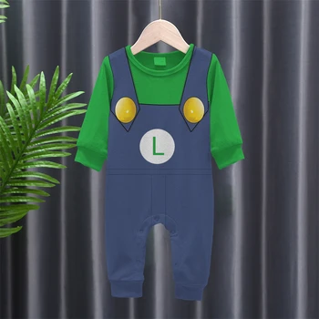 Süper Luigi Mari Kardeşler Kostümleri Cosplay Tulum Mari Luigi Bros Aile Yetişkin Çocuk Cadılar Bayramı Kostüm Fantezi parti elbisesi Takım Elbise