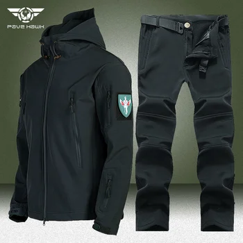Taktik Setleri Erkekler Kış Polar Sıcak Sark Cilt Yumuşak Satmak ded Ceketler + Pantolon Askeri Rüzgar Geçirmez Su Ordu Suit Clotin