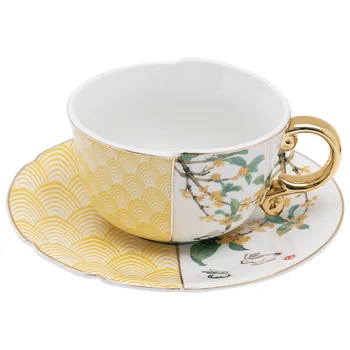 Tavşan Çin Seramik Zarif Klasik Kahve fincan ve çay tabağı seti Plaka İngilizce Öğleden Sonra çay seti Birleştirerek Çin Batı