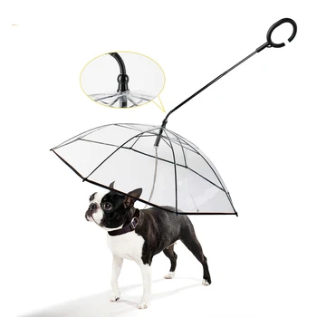Temizle Pet Şemsiye Köpek Tipi C Şemsiye Yağmurlu Günde Zincir ile Ayarlanabilir Viraj Köpek Yürüyüşü Kurşun Halat