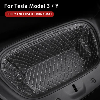 Tesla Modeli 3 / Y Araba Gövde Depolama Pedi Deri Ön Arka Gövde Mat Aksesuarları Koruyucu Alt Ped İç Dekorasyon