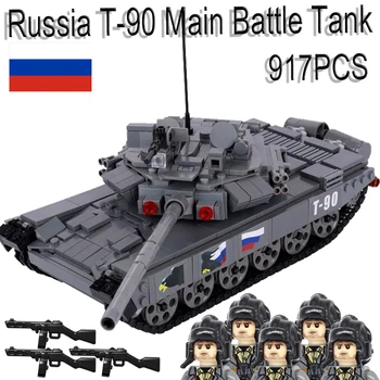 WW2 Rusya Askeri T-90 Ana Muharebe Tankı Yapı Taşları Ordu Asker Figürleri Zırhlı Araç Topu Araba Silah Tuğla Oyuncak Çocuk