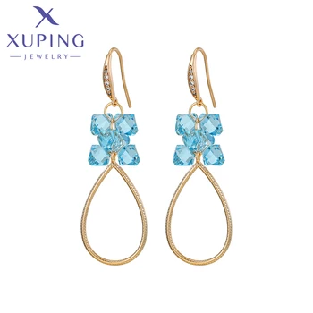 Xuping Takı Moda Yeni Varış Rahat Kristal düğme küpe Altın Renk Kadınlar için Parti Hediye A00707523