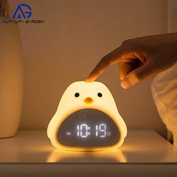 Yaratıcı Silikon Dokunmatik çalar saat Gece Lambası Yatak Odası Başucu Karikatür LED Gece Lambası USB Mini Gece Lambası Uyku ile