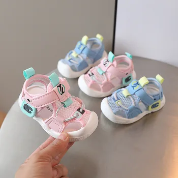 Yaz Bebek Sandalet Yumuşak Alt Örgü Nefes Hafif Terlik bebek ayakkabısı Kız pembe ayakkabı Erkek Bebek Ayakkabıları 0-3 Yaşında