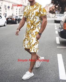 Yaz erkek eşofman seti Düz renk tişört şort takımı spor Kıyafet koşu elbisesi Büyük Boy Erkek Giyim Açık Streetwear
