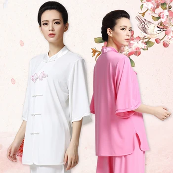 Yaz Wushu Giyim Kung Fu Elbise Tai Chi Elbise Dövüş Sanatı Üniforma Kadın Kız Düz Renk Kun Usta 2023 Yeni Stil