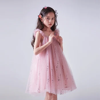 Yaz Yeni Kızlar Payetli Prenses Elbise Çocuklar Kolsuz Tül Elbise Çocuk Doğum Günü Partisi Vestido Çocuklar Paskalya Tutu Kostüm