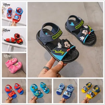 Yaz Çocuk Ayakkabı Disney Karikatür Mickey Mouse Arabalar Bebek Erkek Kız Sandalet Rahat kaymaz Çocuk Sandalet Yürümeye Başlayan plaj ayakkabısı
