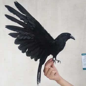 yeni kanatları siyah simülasyon karga oyuncak köpük ve tüy karga kuş modeli hediye yaklaşık 30 cm