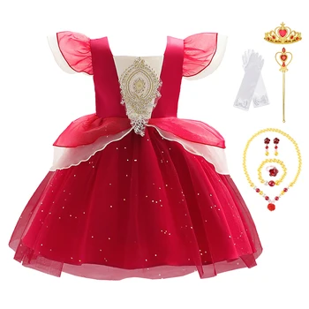 Yeni Kızlar Düğün Tutu Elbise Çocuklar 2-10 Yıl Pullu Dantel Tül Prenses Çocuk Zarif Parti Akşam Örgün Balo Elbisesi elbise