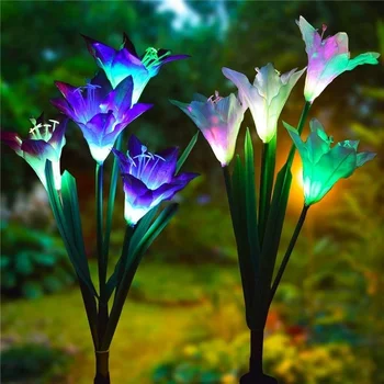 Yeni moda 1 paket açık bahçe ledi güneş enerjili çiçek ışıklar çok renkli değişen ışık bahçe veranda bahçe dekorasyonu