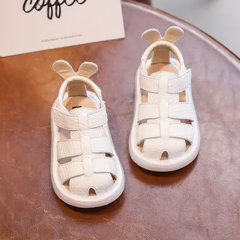 Yumuşak Bebek Sandalet Toddler deri ayakkabı Erkek Kız Deri Kapalı Ayak Sandalet Kaymaz Tabanı 1 3 Yıl