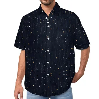 Yıldız Starlight Casual Gömlek Gece Desen Plaj Gömlek Hawaiian Y2K Bluzlar Erkekler Baskı Büyük Boy