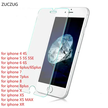 ZUCZUG cam için iPhone 4 4s 5S Temperli Ekran Koruyucu için iPhone 6s 6 artı 7 8 7 artı iphone X XR XS MAX cam