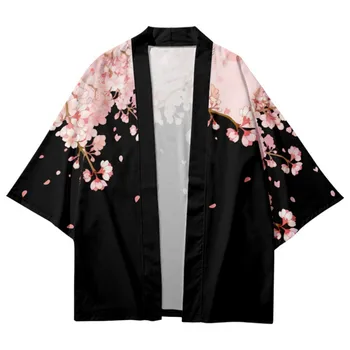 Çiçek Baskı Kimono Yukata Erkek Kadın Hırka Gevşek Bluz Haori asya animesi Giysileri Harajuku Japon Kimono Gömlek