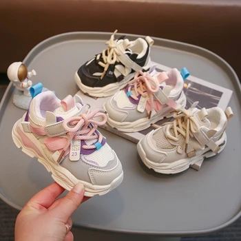 Çocuk spor ayakkabı İlkbahar Ve Sonbahar Yeni Yumuşak Tabanlı Baba Ayakkabı Kız Erkek Net Yüzey Tüm Maç rahat ayakkabılar