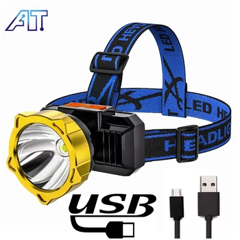 Çok fonksiyonlu LED far USB şarj far 4 aydınlatma modları açık kamp balıkçılık kafa ışık 90 derece ayar