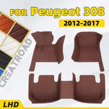 Özel Araba Paspaslar İçin Peugeot 308 2012 2013 2014 2015 2016 2017 Oto Ayak Pedleri Otomobil Halı Kapak İç Aksesuarları