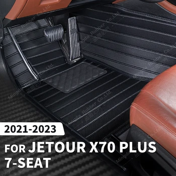 Özel Karbon Fiber tarzı Paspaslar Jetour X70 Artı 7 Koltuklu 2021 2022 2023 Ayak Halı Kapak Otomobil İç Aksesuarları